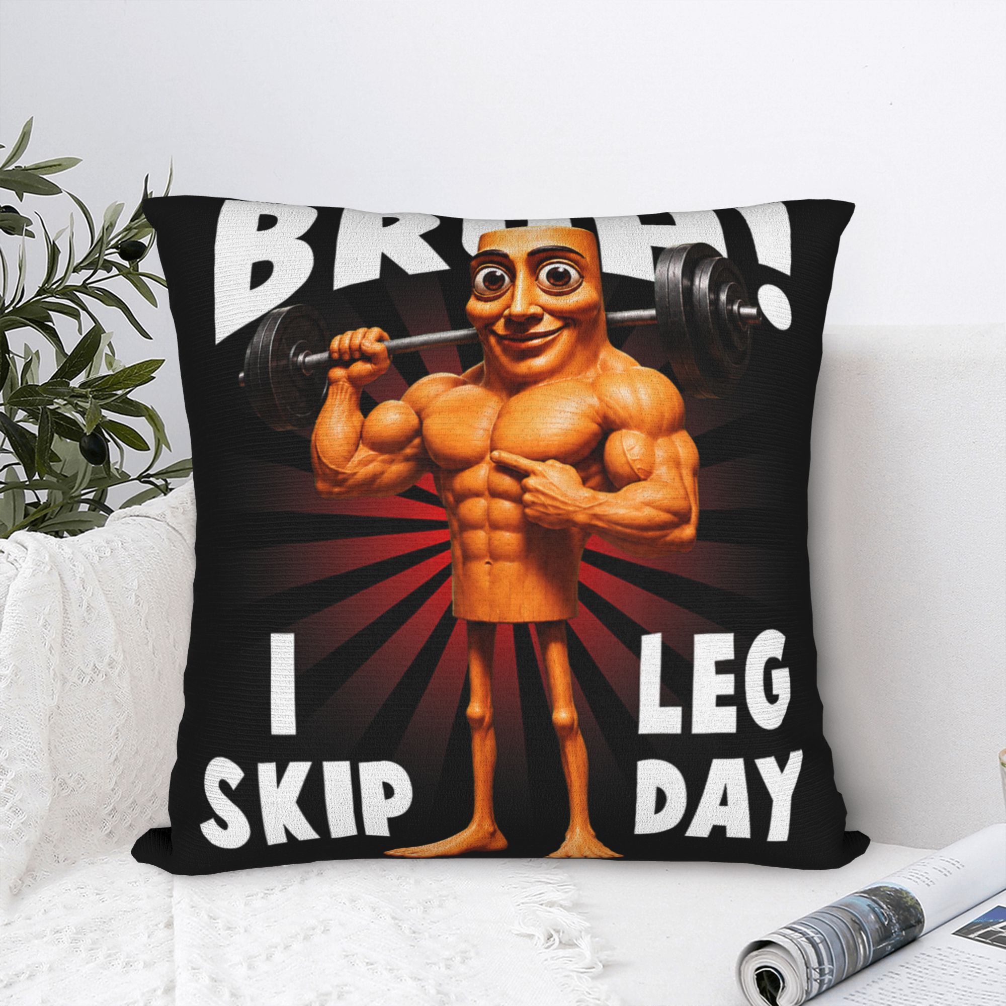 Home Gym Leg Day - غطاء وسادة بتصميم ميم 