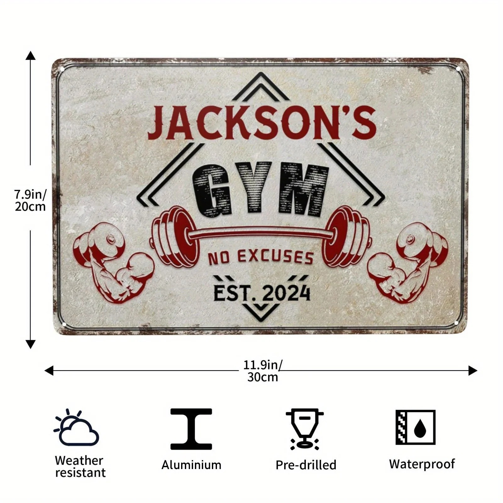 Home Gym Names - لافتة رياضية مخصصة بتصميم عتيق واسم