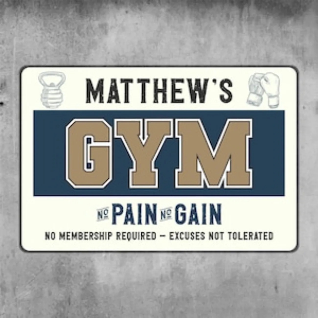 Home Gym Custom - ديكور للياقة البدنية المنزلية، لوحة معدنية