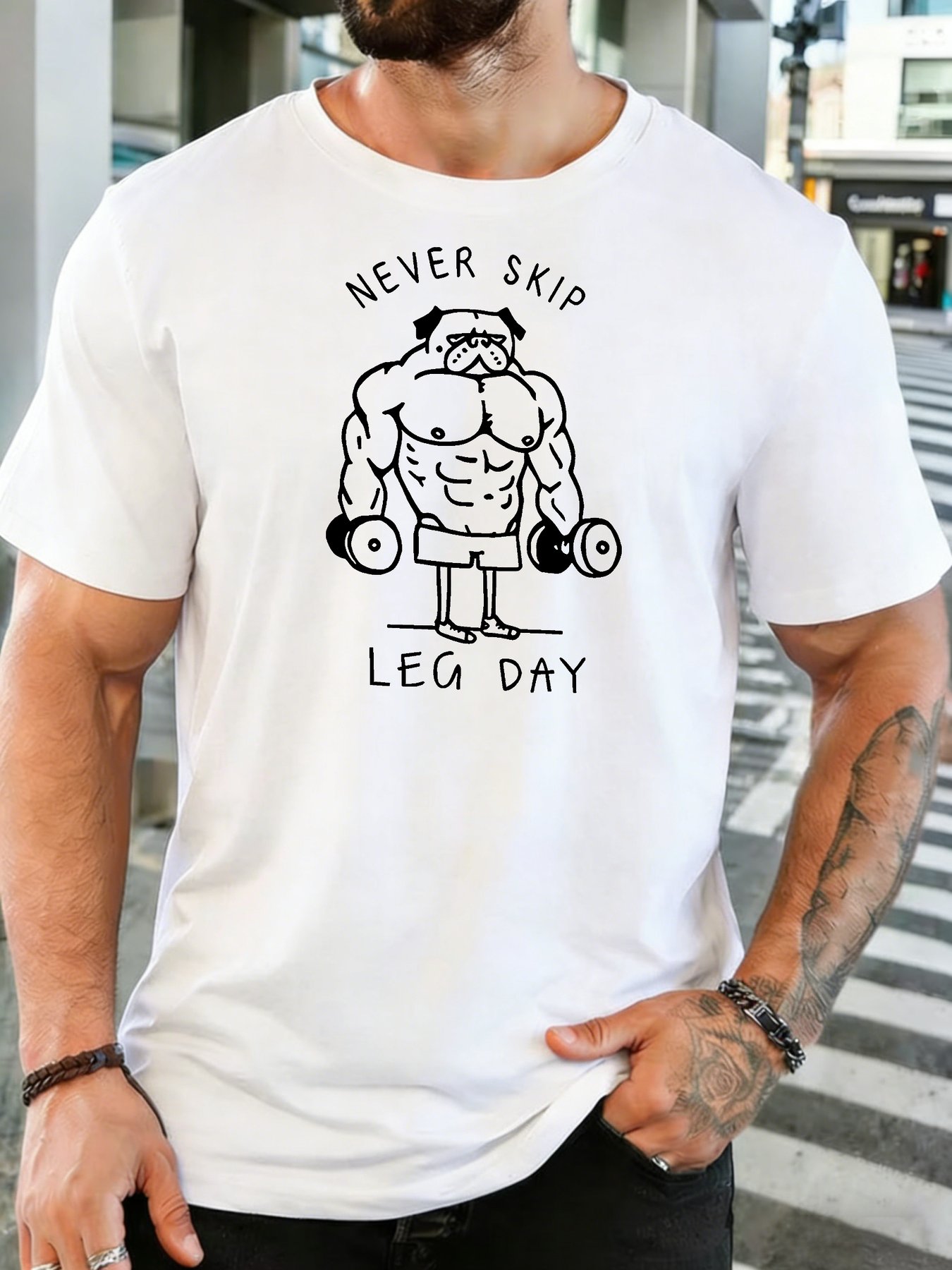 Home Gym Leg Day - تي شيرت رجالي للجيم واللياقة البدنية