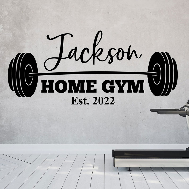 Home Gym Names - ملصق جداري مخصص باسم العائلة لصالة